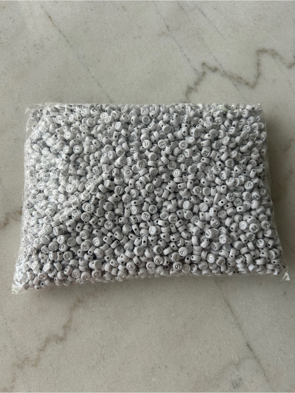 White Alphabet Letter Beads - Bulk Bag